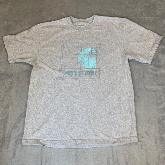 Carhartt K433 Graphic Logo Short Sleeve T-Shirt Gray Men’s Size L Workwear - Picture 1 of 9